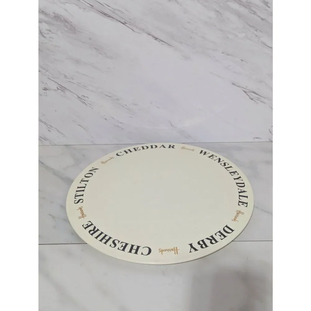 Harrods Vintage 90's Cream Color Black Letters Cheese Plate Kitchenware